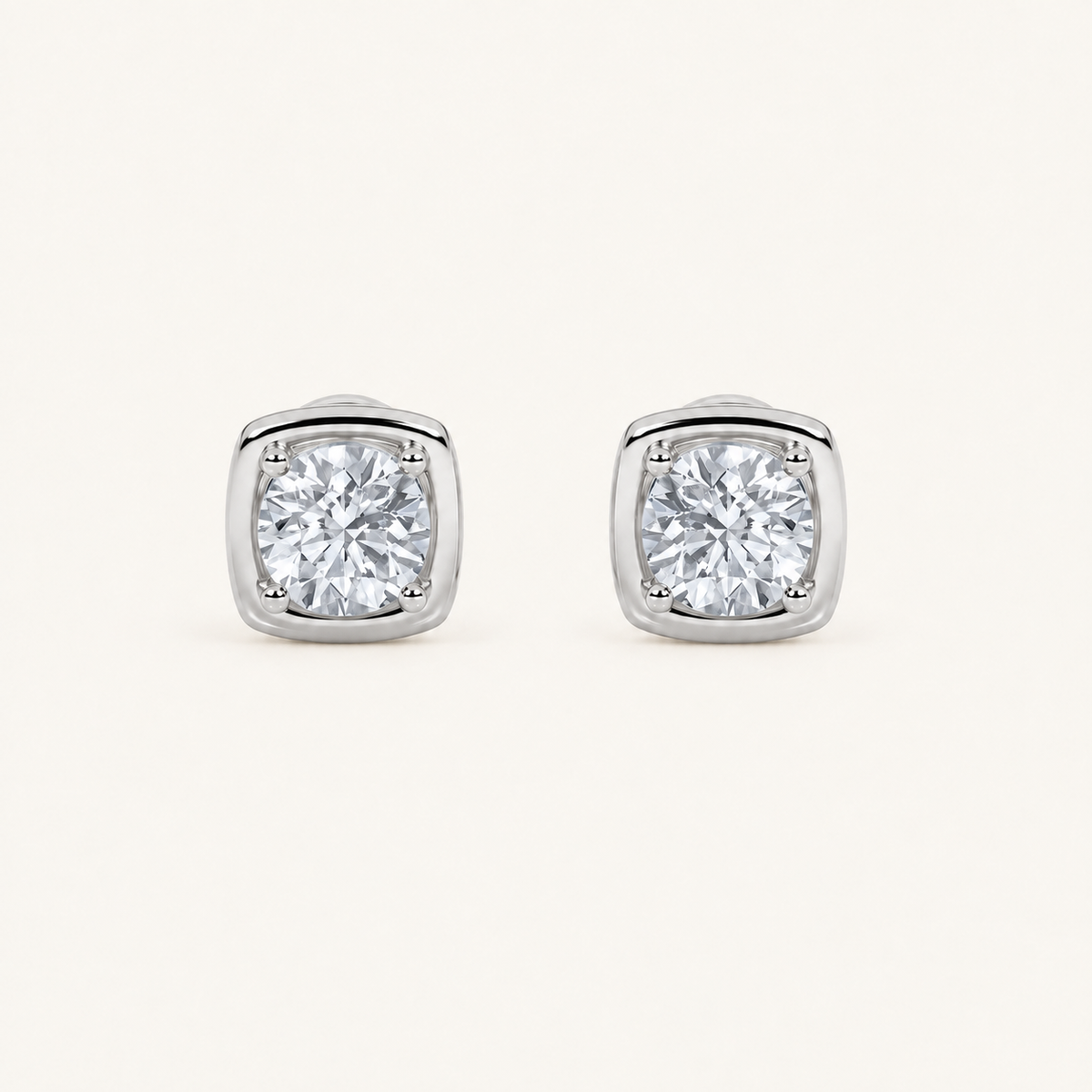 2CT Round Cut Lab Grown Diamond Stud Earrings