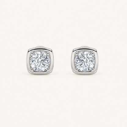 2CT Round Cut Lab Grown Diamond Stud Earrings