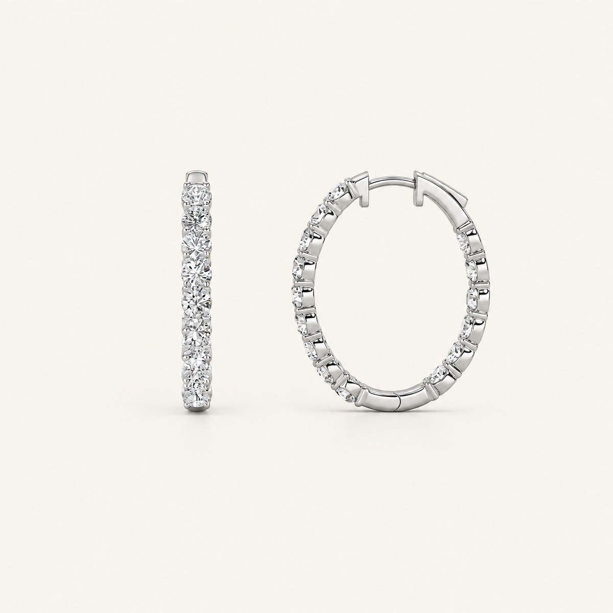 5CT Round Cut Lab Grown Diamond Inside Out Hoop Earrings