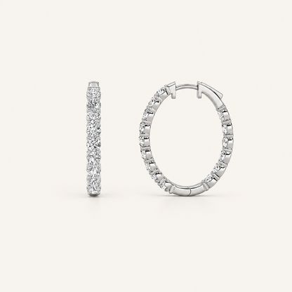 5CT Round Cut Lab Grown Diamond Inside Out Hoop Earrings