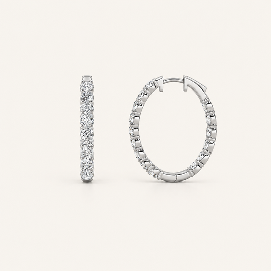 5CT Round Cut Lab Grown Diamond Inside Out Hoop Earrings