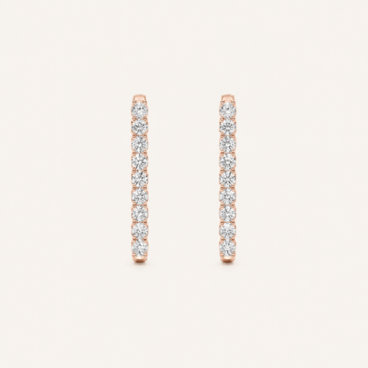 5CT Round Cut Lab Grown Diamond Inside Out Hoop Earrings