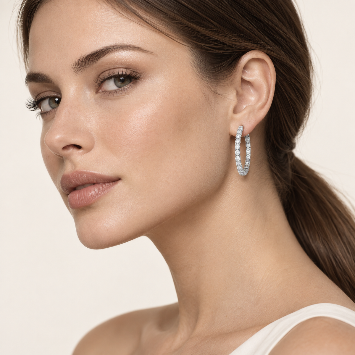 5CT Round Cut Lab Grown Diamond Inside Out Hoop Earrings