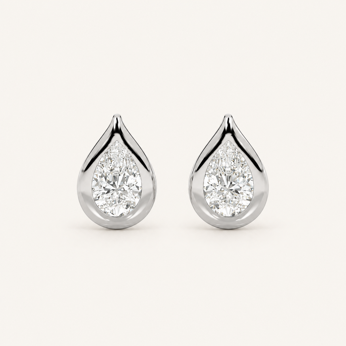 2CT Pear Cut Lab Grown Diamond Stud Earrings