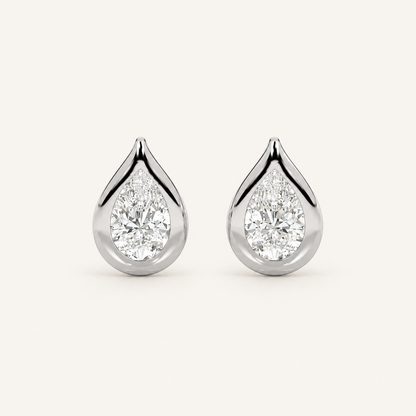 2CT Pear Cut Lab Grown Diamond Stud Earrings