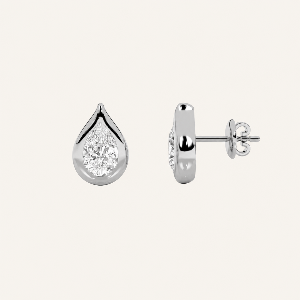 2CT Pear Cut Lab Grown Diamond Stud Earrings