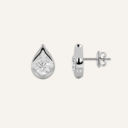 2CT Pear Cut Lab Grown Diamond Stud Earrings