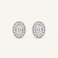 2CT Oval Cut Lab Grown Diamond Halo Stud Earrings