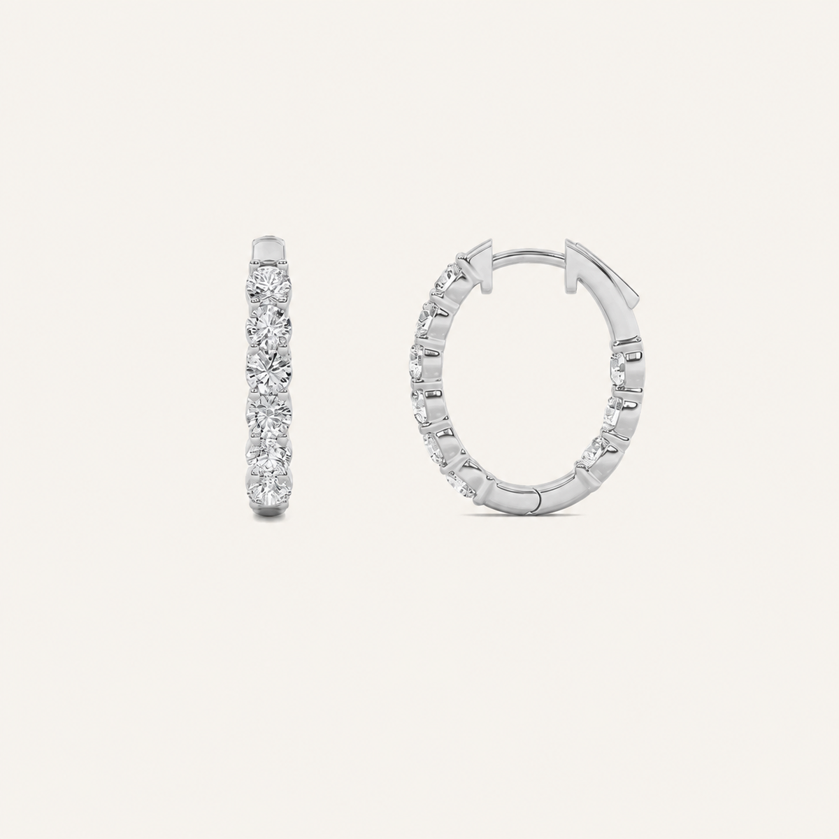 3CT Round Cut Lab Grown Diamond Inside Out Hoop Earrings
