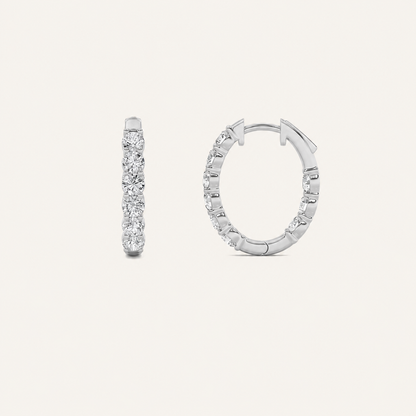 3CT Round Cut Lab Grown Diamond Inside Out Hoop Earrings