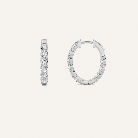3CT Round Cut Lab Grown Diamond Inside Out Hoop Earrings