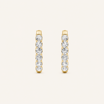 3CT Round Cut Lab Grown Diamond Inside Out Hoop Earrings