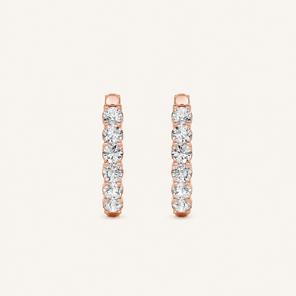3CT Round Cut Lab Grown Diamond Inside Out Hoop Earrings