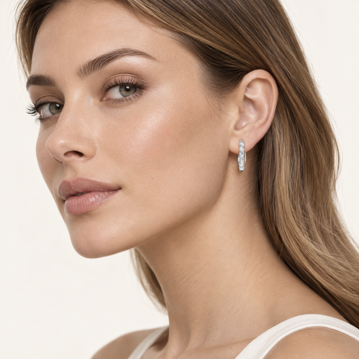 3CT Round Cut Lab Grown Diamond Inside Out Hoop Earrings