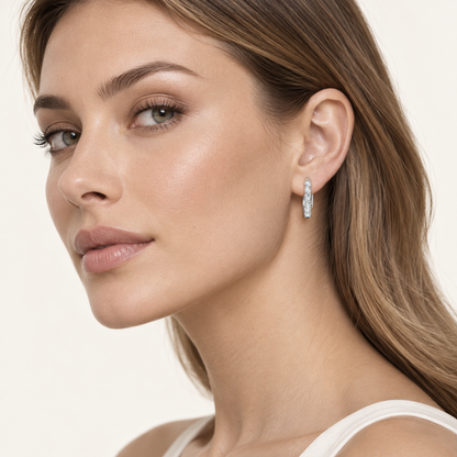 3CT Round Cut Lab Grown Diamond Inside Out Hoop Earrings