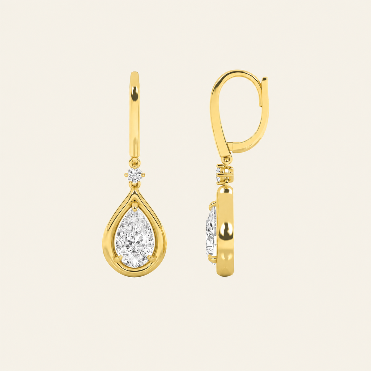 2CT Pear Cut Lab Grown Diamond Dangle Earrings