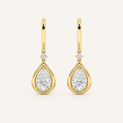 2CT Pear Cut Lab Grown Diamond Dangle Earrings