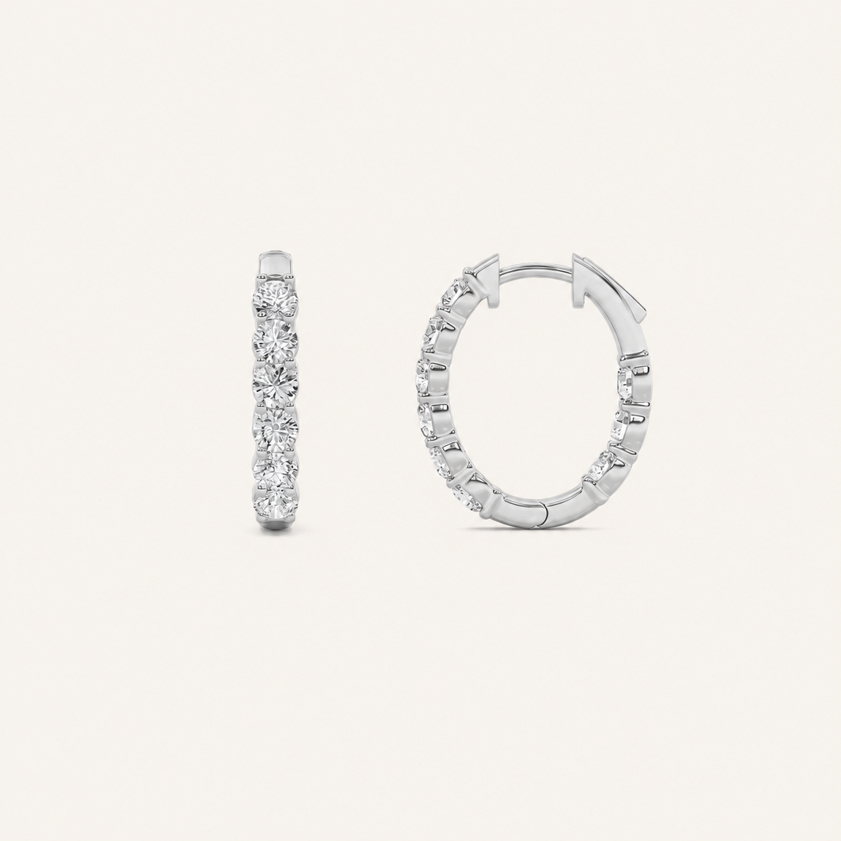 2CT Round Cut Lab Grown Diamond Inside Out Hoop Earrings
