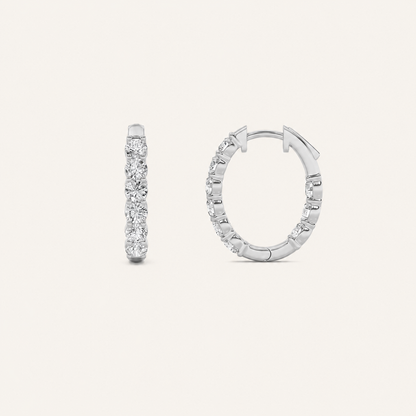2CT Round Cut Lab Grown Diamond Inside Out Hoop Earrings