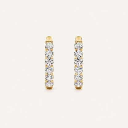 2CT Round Cut Lab Grown Diamond Inside Out Hoop Earrings