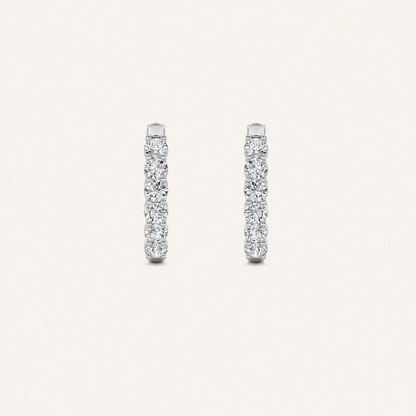 2CT Round Cut Lab Grown Diamond Inside Out Hoop Earrings