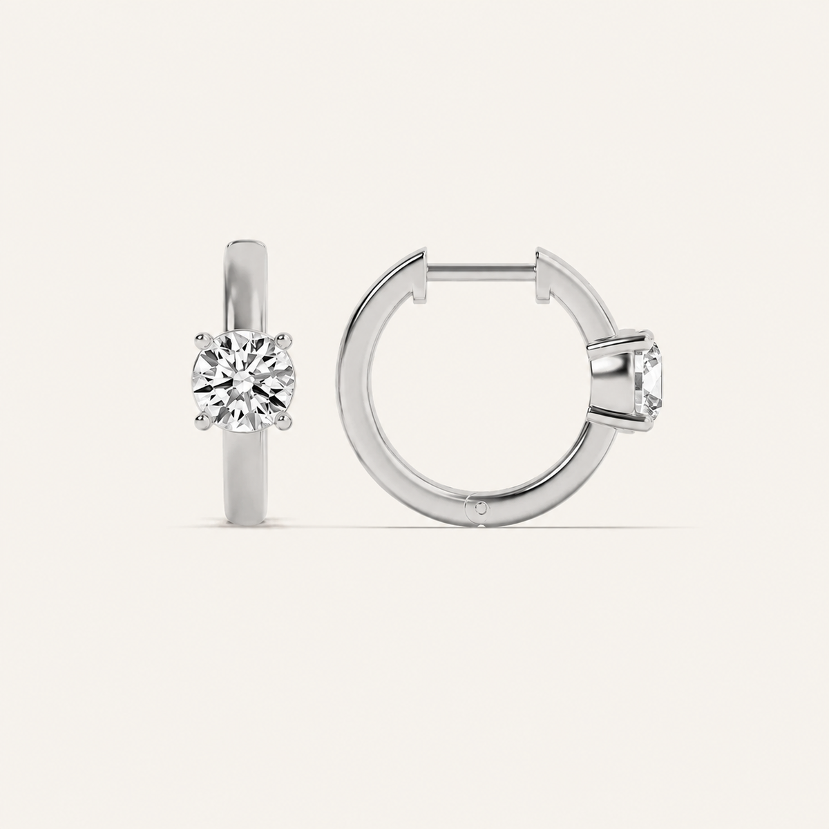 1.5CT Round Cut Lab Grown Diamond Solitaire Huggie Earrings
