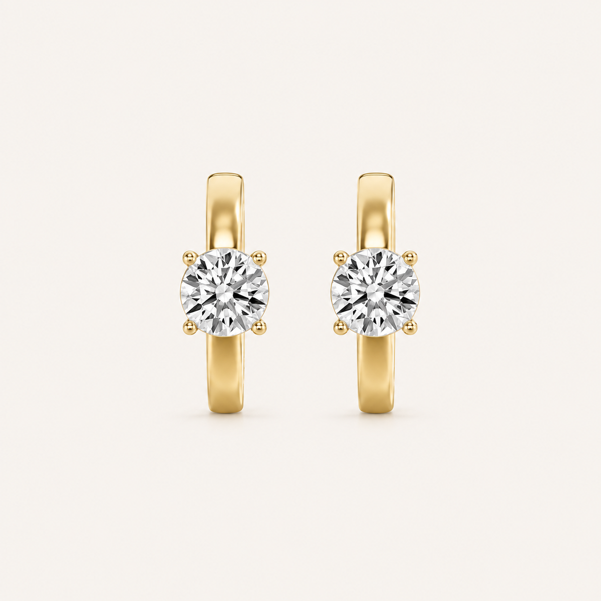1.5CT Round Cut Lab Grown Diamond Solitaire Huggie Earrings