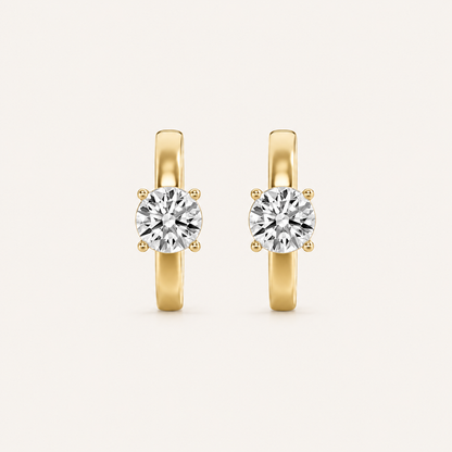 1.5CT Round Cut Lab Grown Diamond Solitaire Huggie Earrings