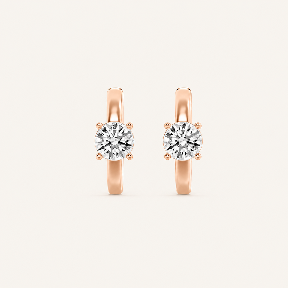 1.5CT Round Cut Lab Grown Diamond Solitaire Huggie Earrings