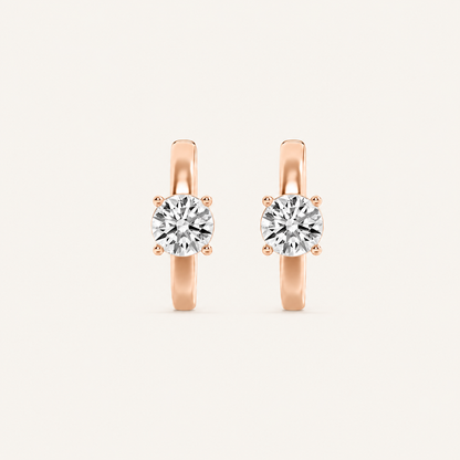1.5CT Round Cut Lab Grown Diamond Solitaire Huggie Earrings