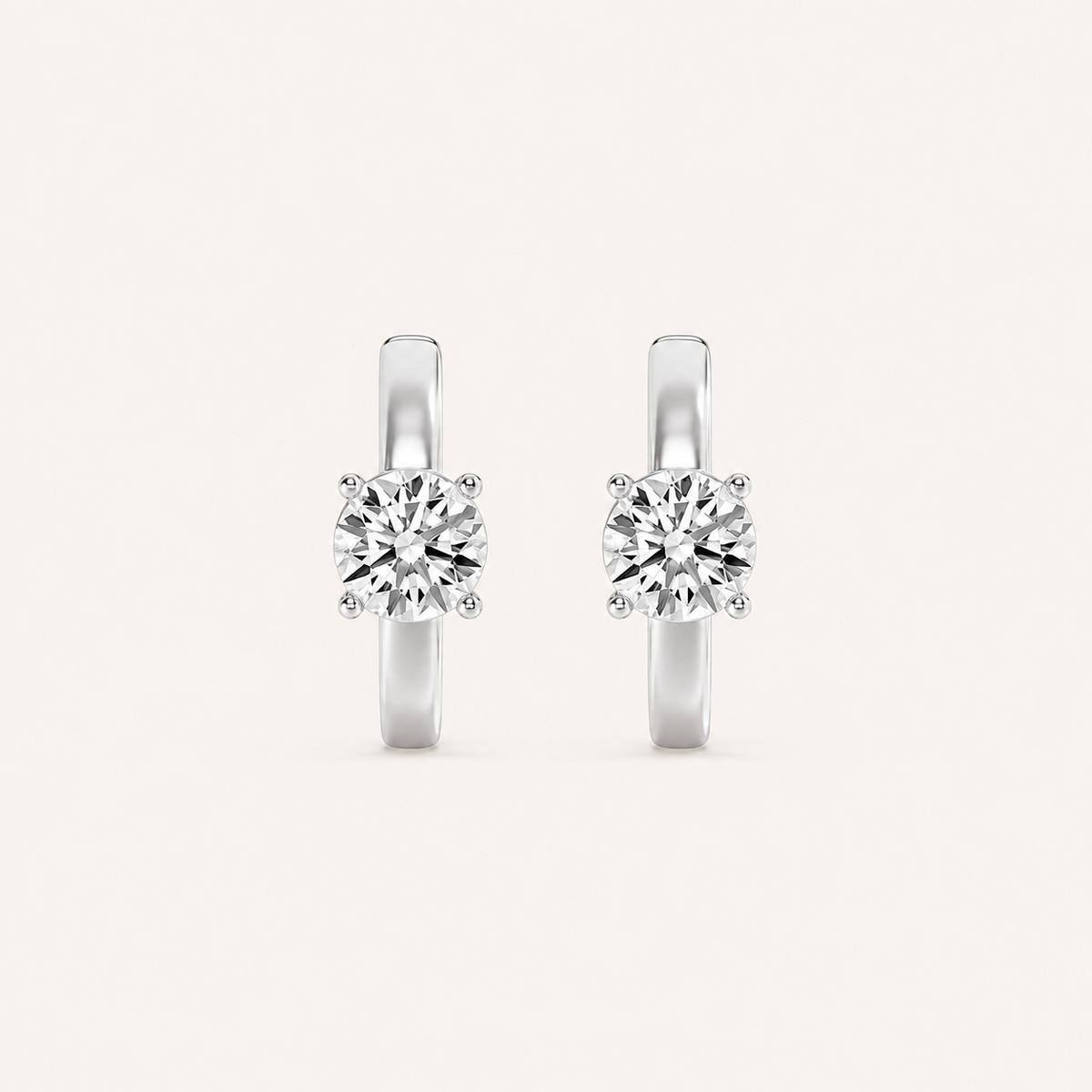 1.5CT Round Cut Lab Grown Diamond Solitaire Huggie Earrings