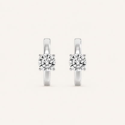 1.5CT Round Cut Lab Grown Diamond Solitaire Huggie Earrings