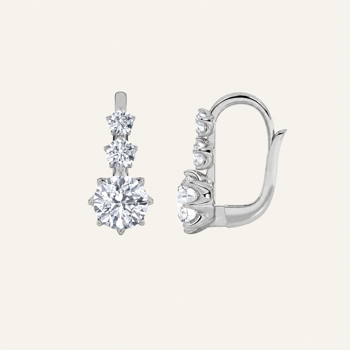 2.5CT Round Cut Lab Grown Diamond Antique Design Earrings