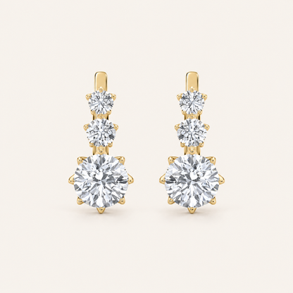 2.5CT Round Cut Lab Grown Diamond Antique Design Earrings