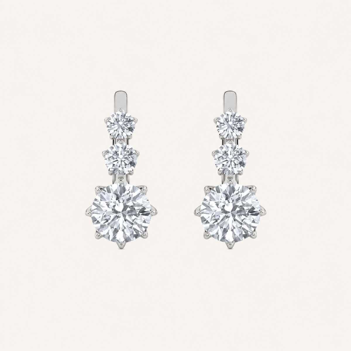 2.5CT Round Cut Lab Grown Diamond Antique Design Earrings
