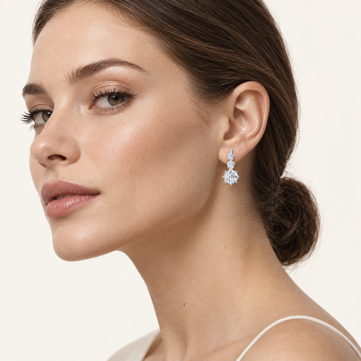 2.5CT Round Cut Lab Grown Diamond Antique Design Earrings