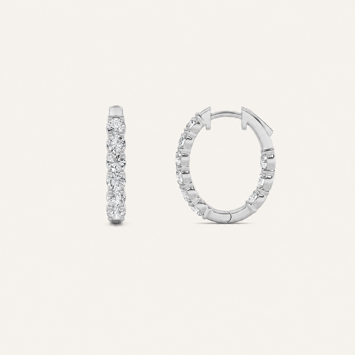 1.5CT Round Cut Lab Grown Diamond Inside Out Hoop Earrings