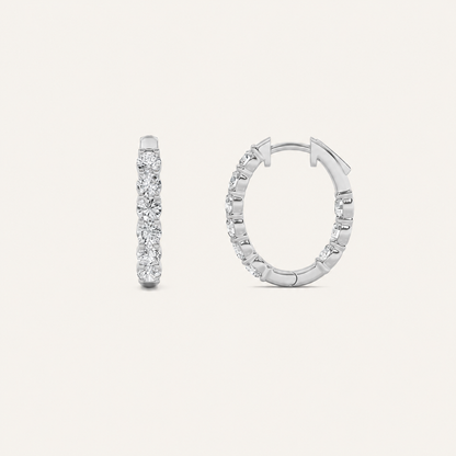 1.5CT Round Cut Lab Grown Diamond Inside Out Hoop Earrings