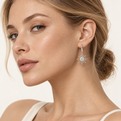 2CT Round Cut Lab Grown Diamond Astralis Earrings