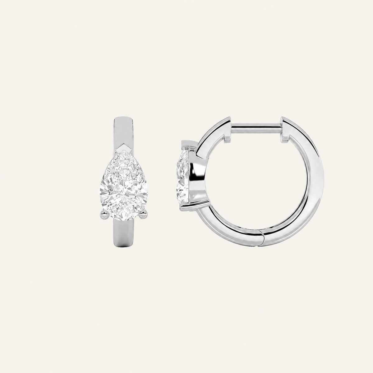 1.5CT Pear Cut Lab Grown Diamond Solitaire Huggie Earrings