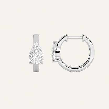 1.5CT Pear Cut Lab Grown Diamond Solitaire Huggie Earrings