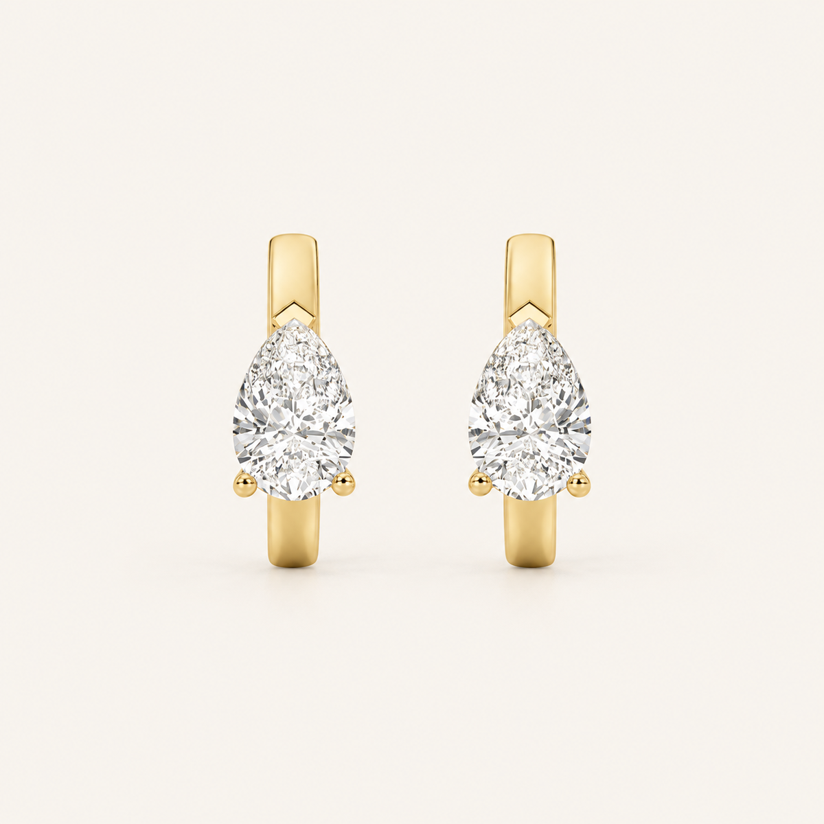 1.5CT Pear Cut Lab Grown Diamond Solitaire Huggie Earrings