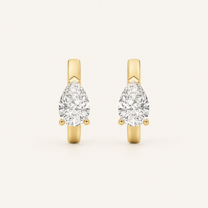 1.5CT Pear Cut Lab Grown Diamond Solitaire Huggie Earrings