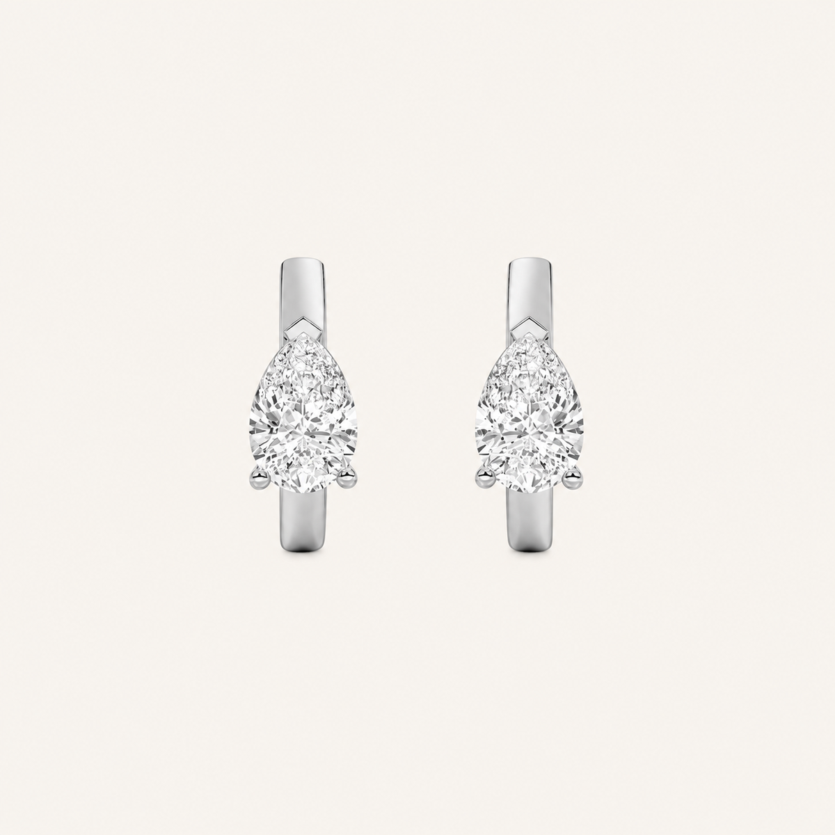 1.5CT Pear Cut Lab Grown Diamond Solitaire Huggie Earrings