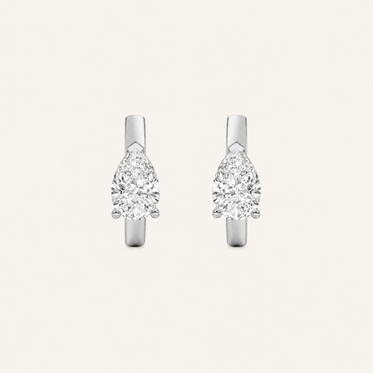 1.5CT Pear Cut Lab Grown Diamond Solitaire Huggie Earrings