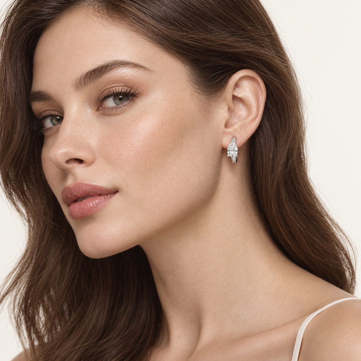 1.5CT Pear Cut Lab Grown Diamond Solitaire Huggie Earrings