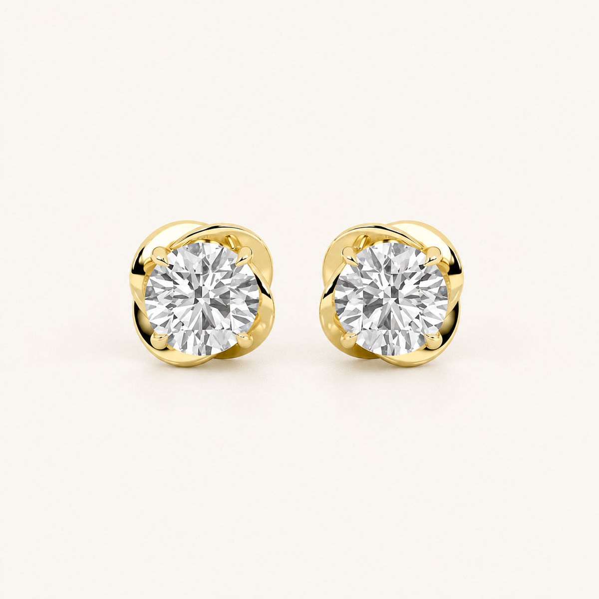 2CT Round Cut Lab Grown Diamond Stud Earrings