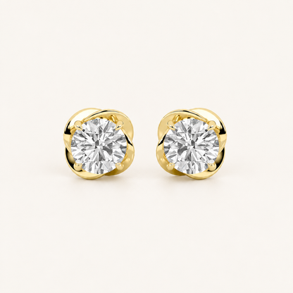 2CT Round Cut Lab Grown Diamond Stud Earrings