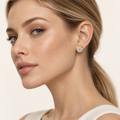2CT Round Cut Lab Grown Diamond Stud Earrings