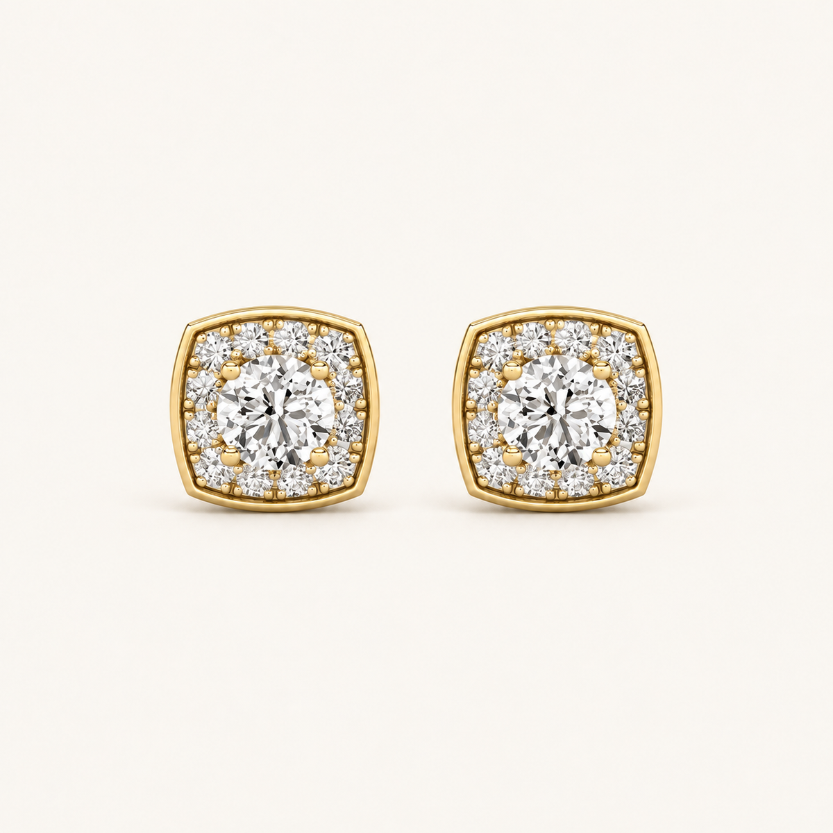 1CT Round Cut Lab Grown Diamond Halo Stud Earrings